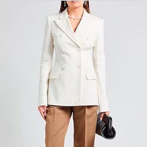 Elegant White Double-Breasted Women's Blazer